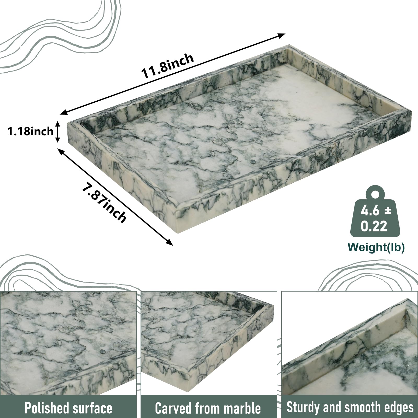 MULWR marble tray on kitchen counter display for everyday items