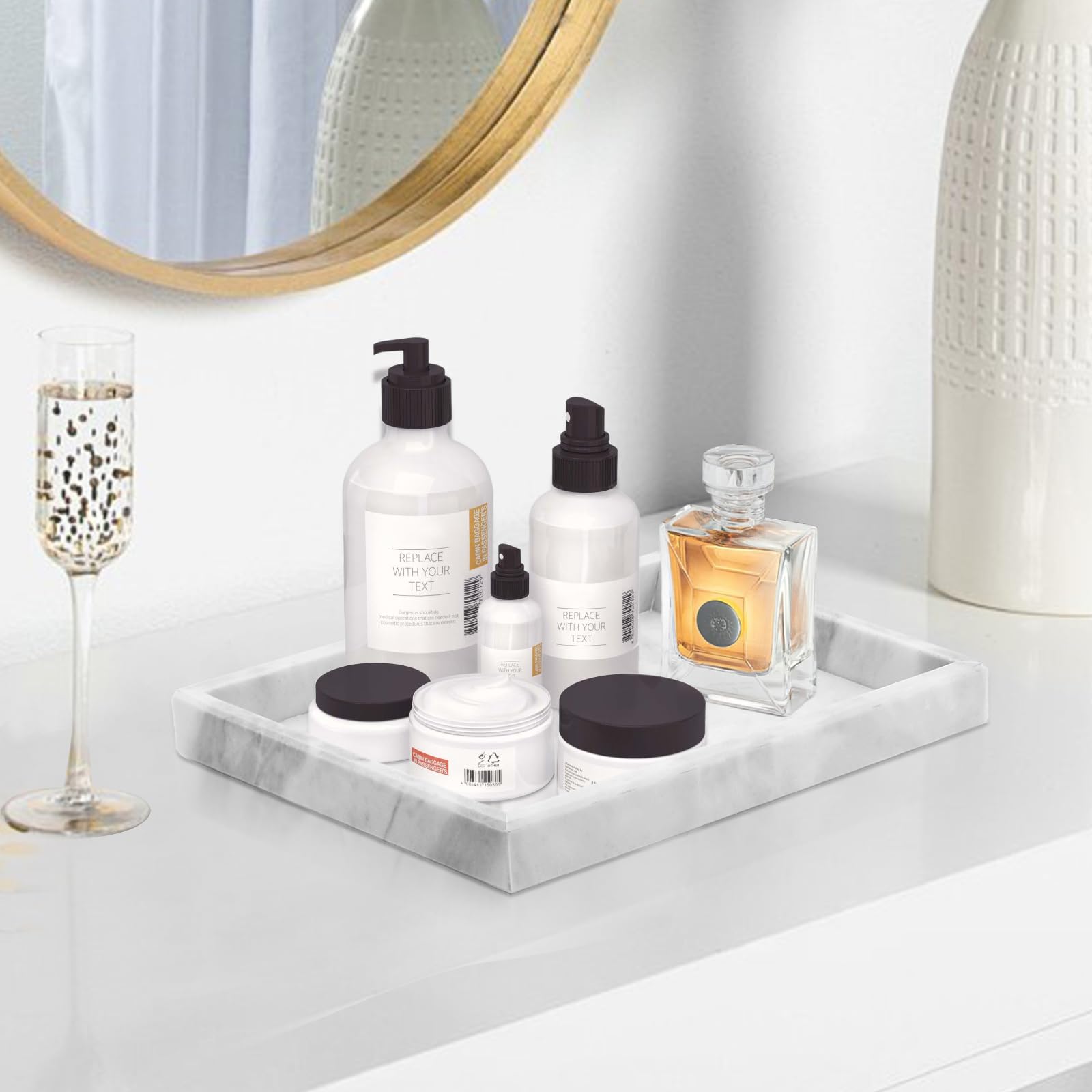 MULWR marble tray with a neat, easy-care surface