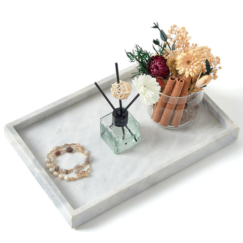 MULWR marble vanity tray on sink top for organized bathroom essentials