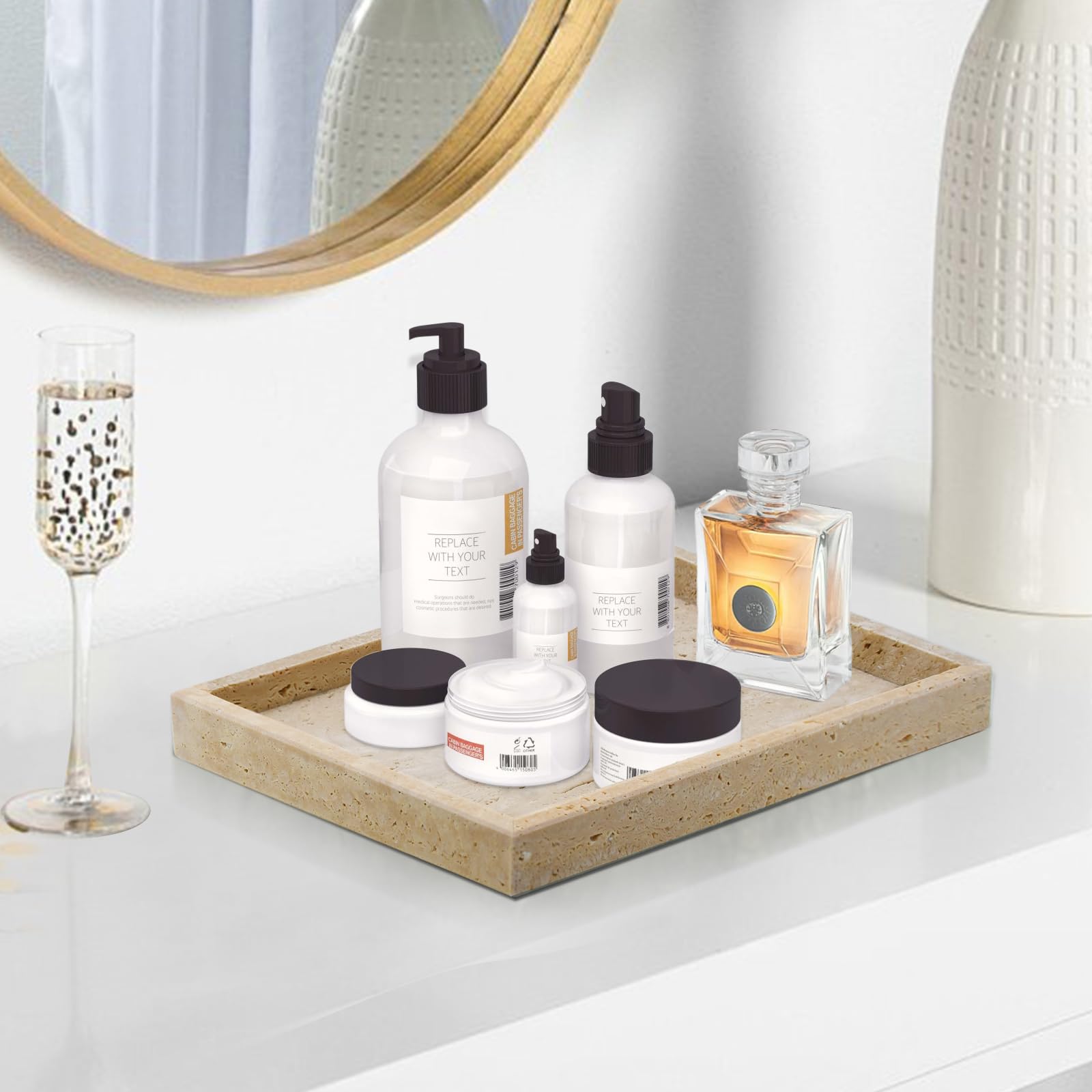 MULWR natural stone tray resists stains and cleans easily.