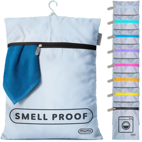MUMI Travel Laundry Bag with folding hanger keeps delicates neatly organized on the go.