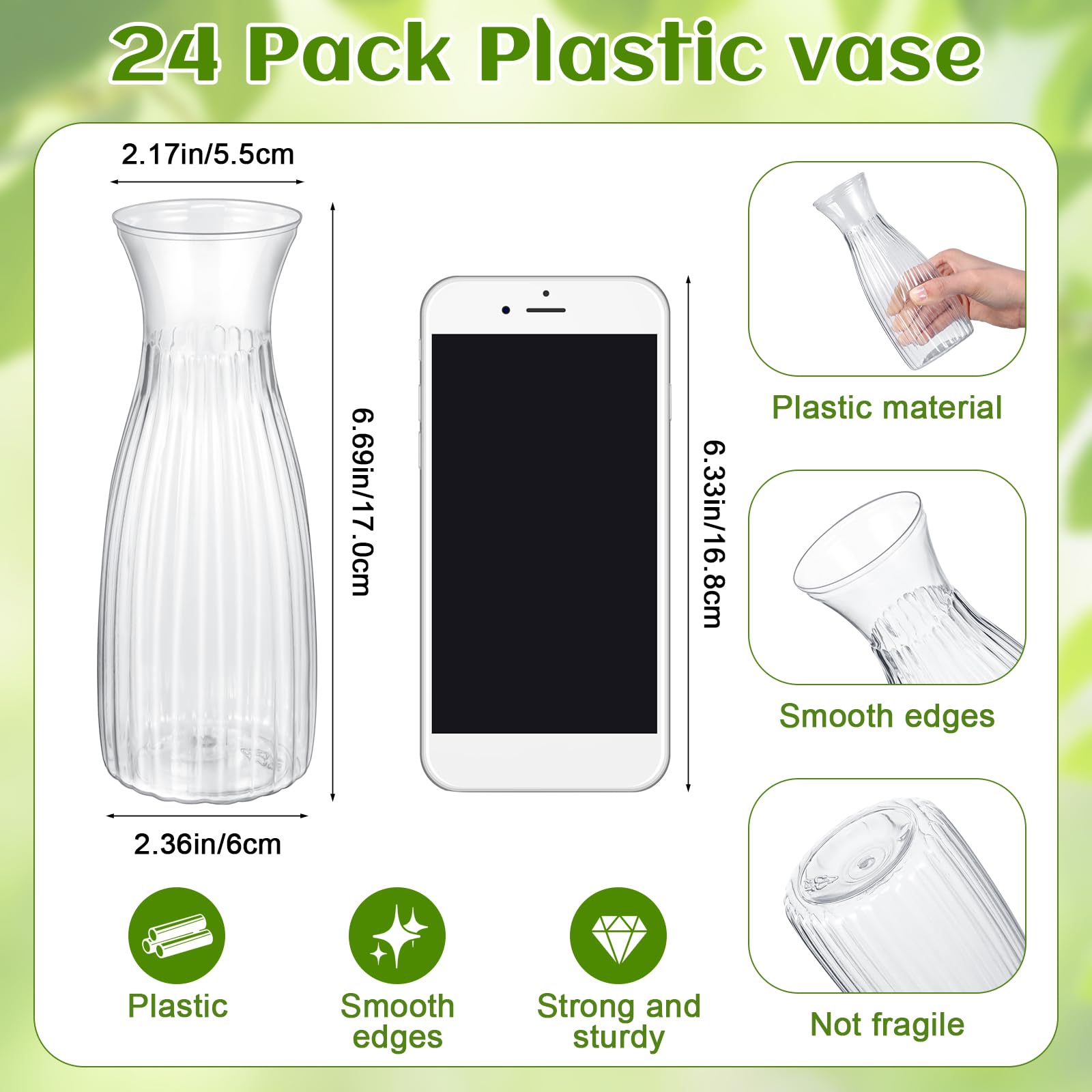 Mumufy 24-pack clear plastic vases ideal for bulk wedding decor