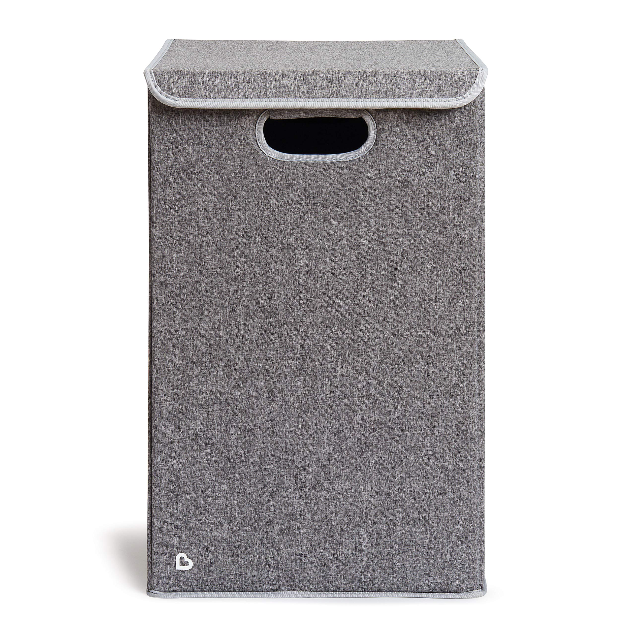 Munchkin Laundry Hamper large capacity supports busy nurseries with more clothes.