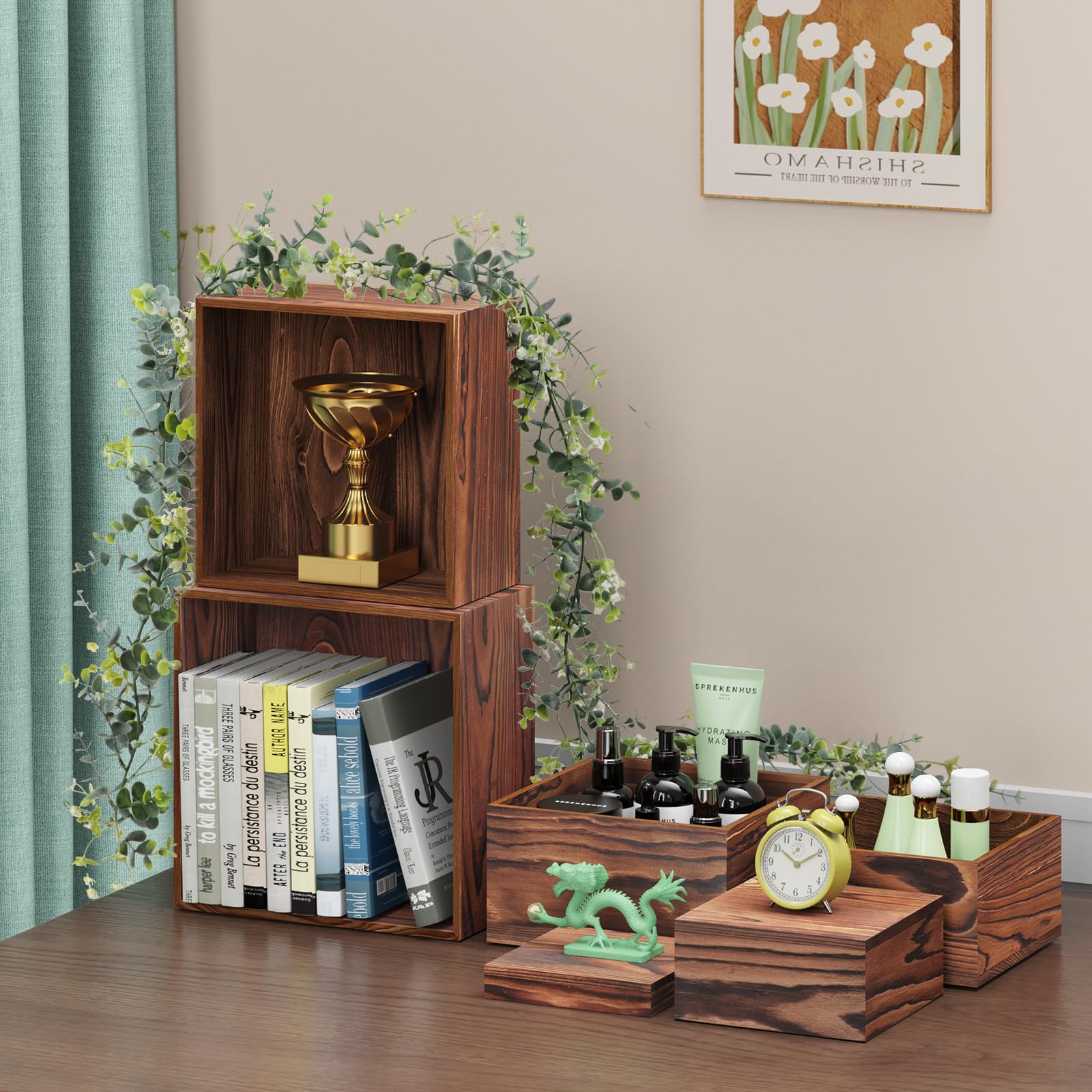 MUNNAR buffet risers 5-inch finish the set with compact storage.