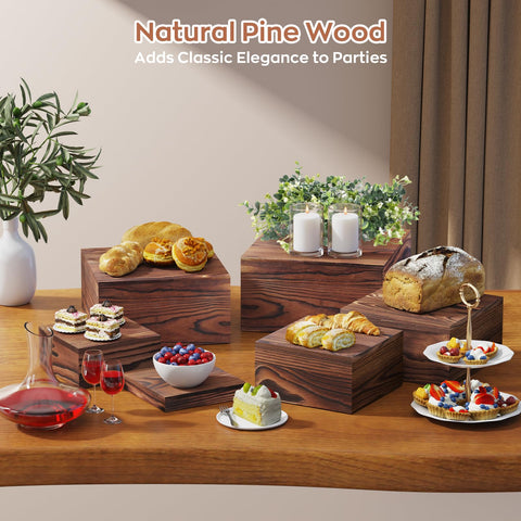 MUNNAR buffet risers 8-inch square create layered food visuals.