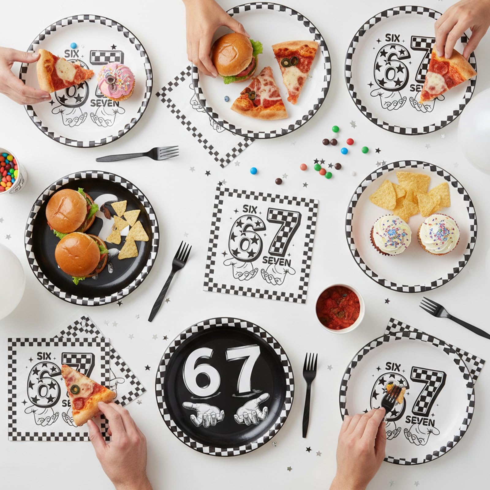 musaeva 24-guest dinnerware in use for easy party cleanup.