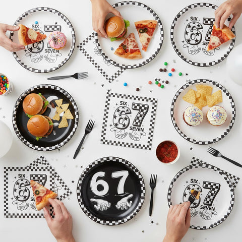 musaeva 24-guest dinnerware in use for easy party cleanup.