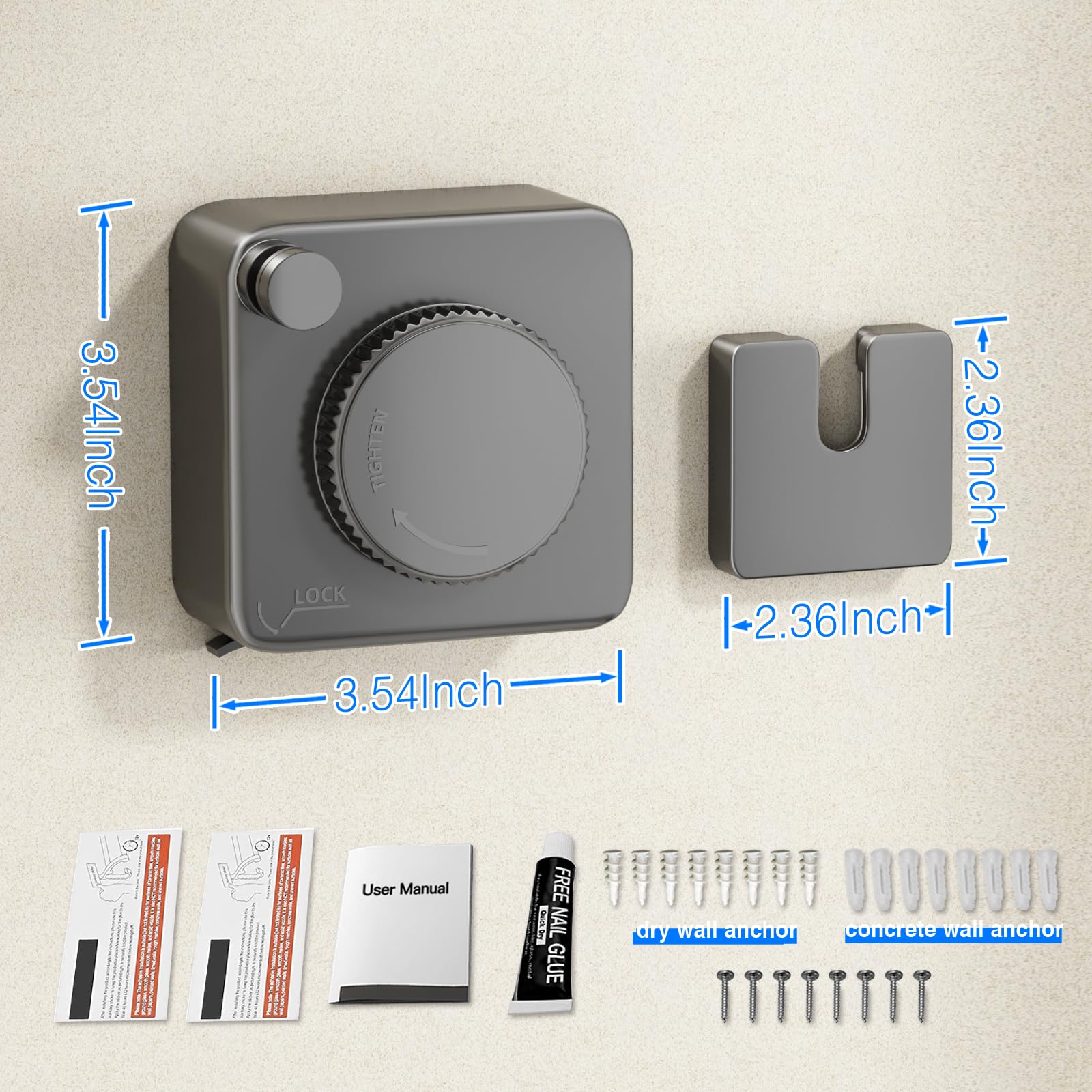 Mustorn easy-install option with glue or drill mounting.