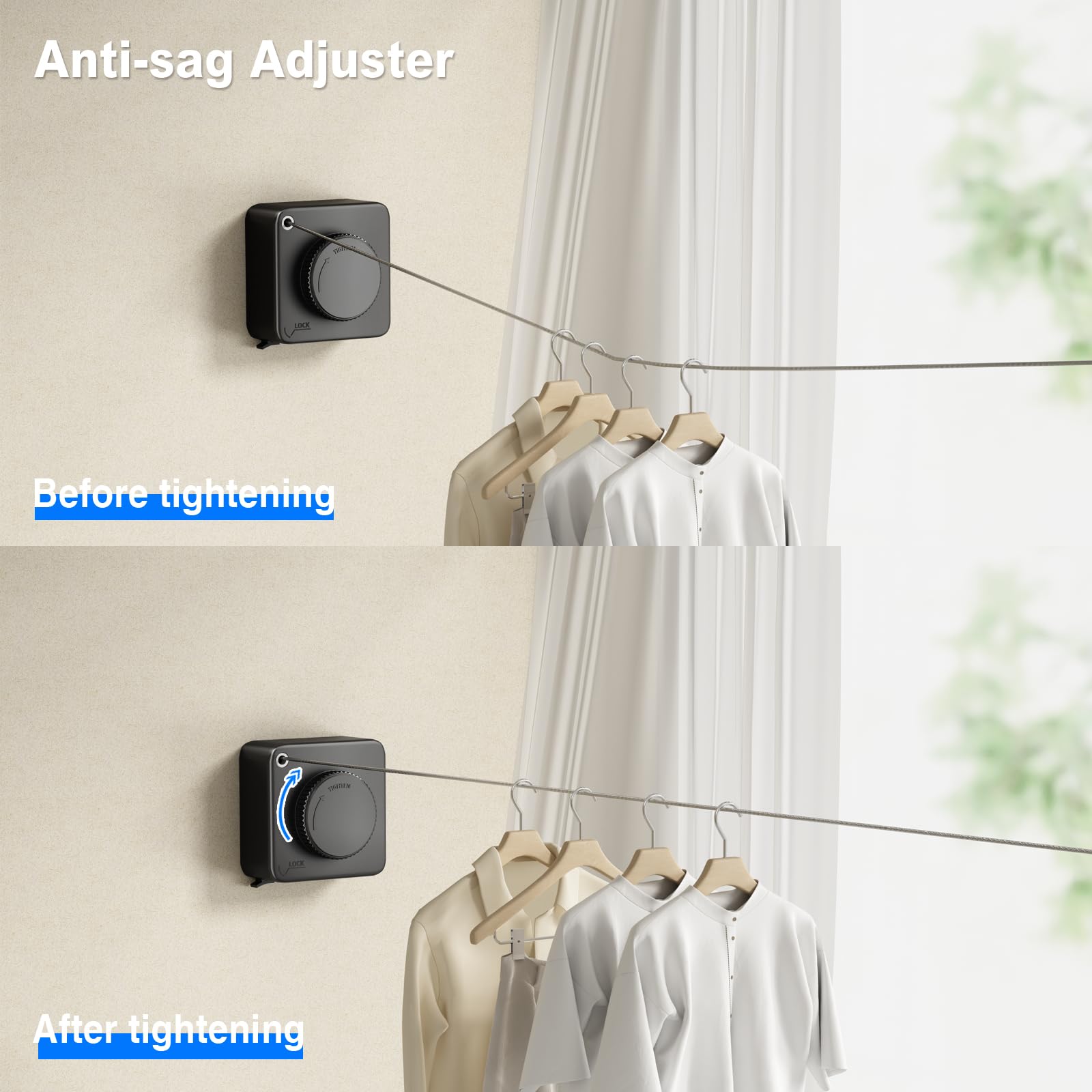 Mustorn heavy-duty 15-1-feet clothesline handles multiple garments