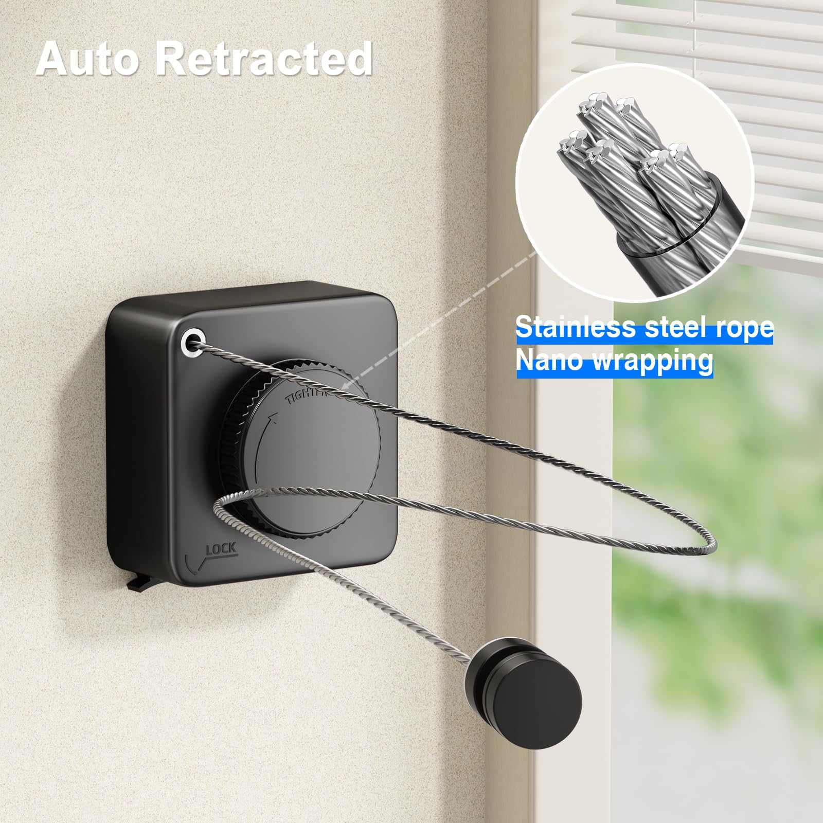 Mustorn wall-mounted stainless steel line resists weather for outdoors