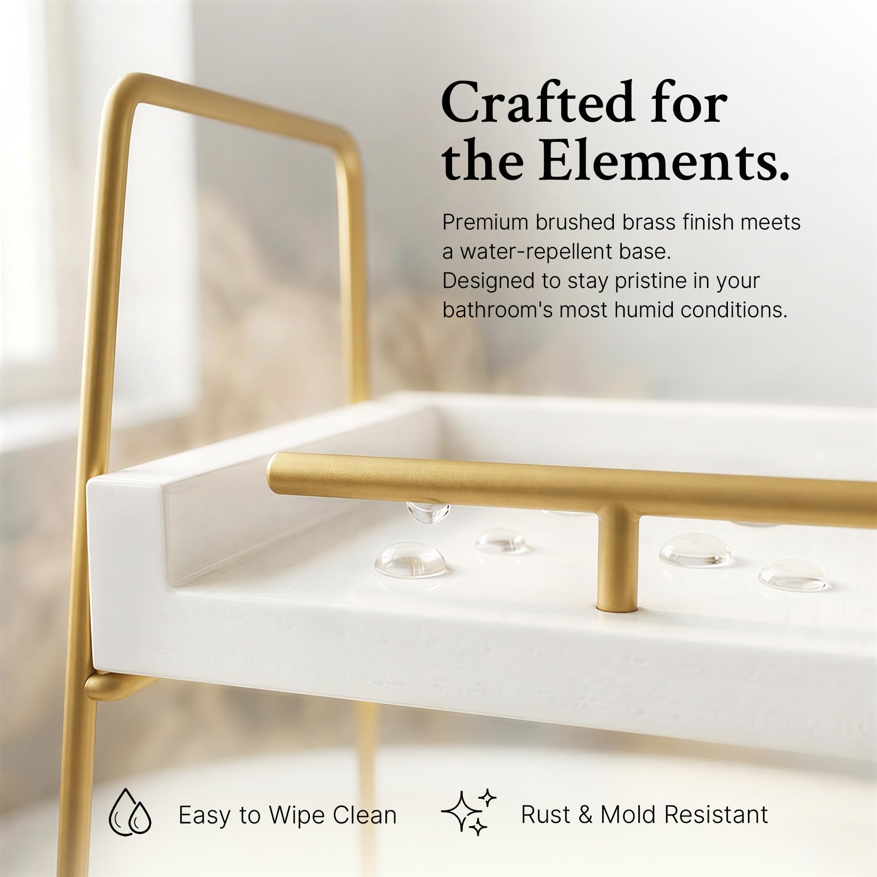 Gift-ready Mustry Mustry organizer in a white and gold finish.