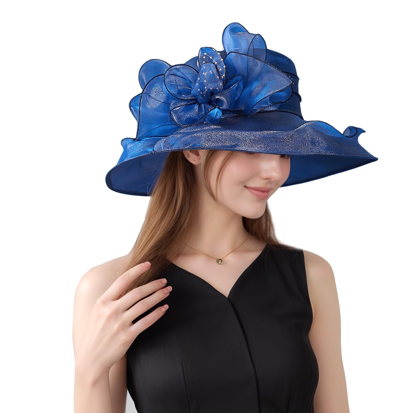 Muswarm Derby Hat close-up of floral embellishment and silver accents.