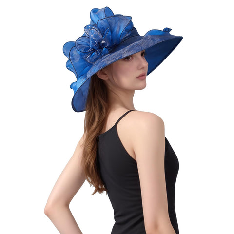 Muswarm Derby Hat side view showing silhouette and soft organza texture.