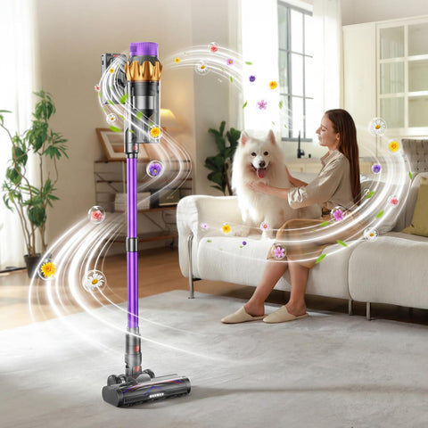 MUTGOF dual HEPA filtration helps purify air while you vacuum.