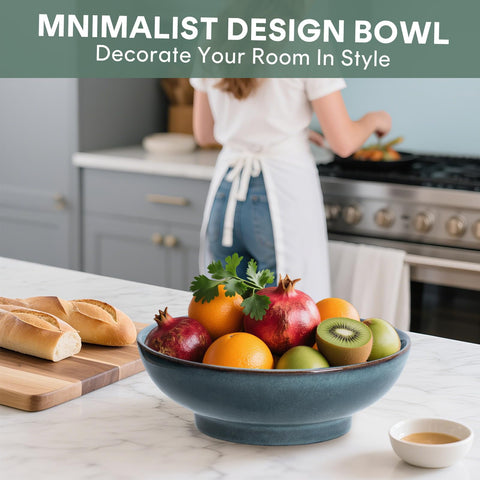 MUUBOOX ocean blue decorative bowl as centerpiece on the dining table.