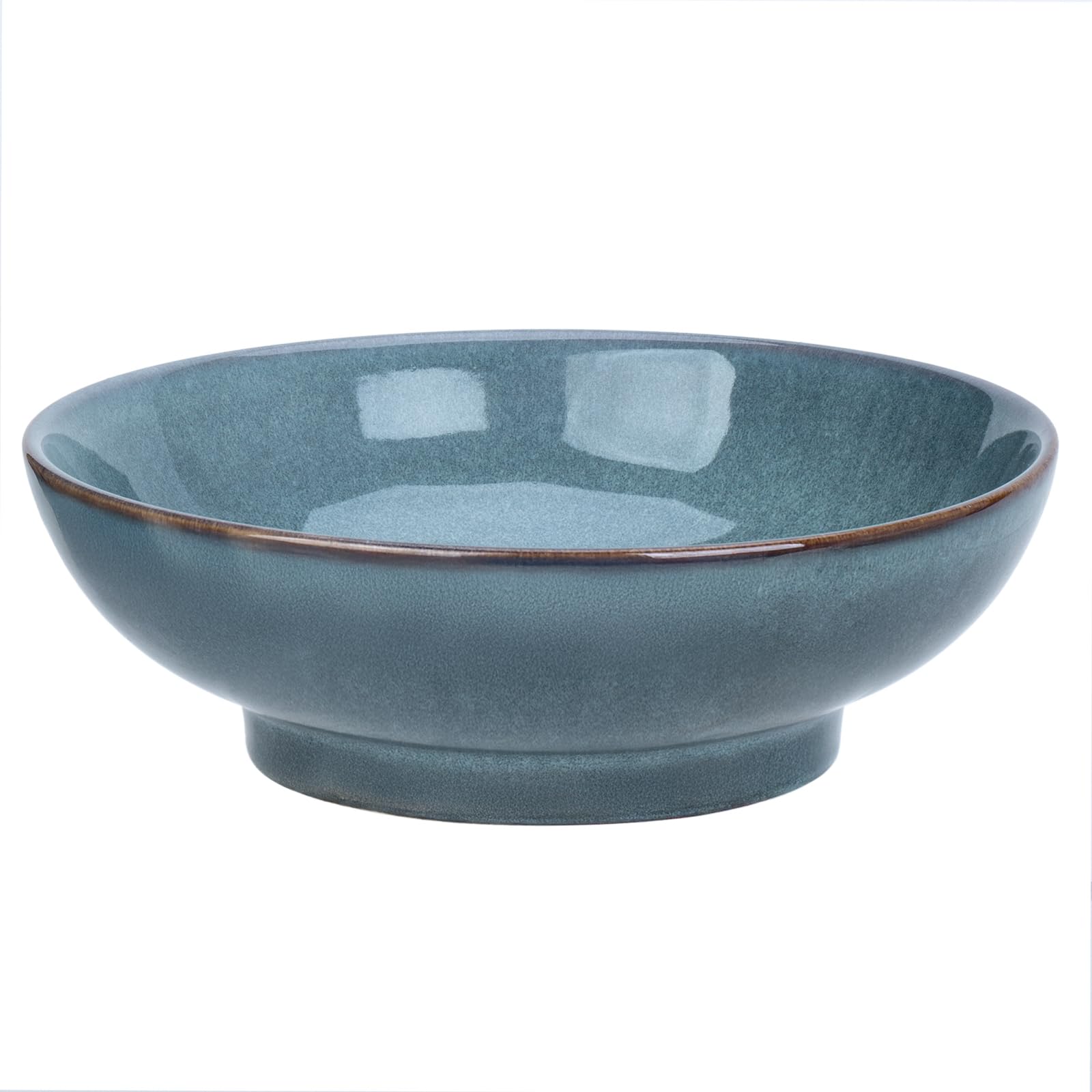 MUUBOOX ocean blue decorative bowl front view showcasing reactive glaze variations.