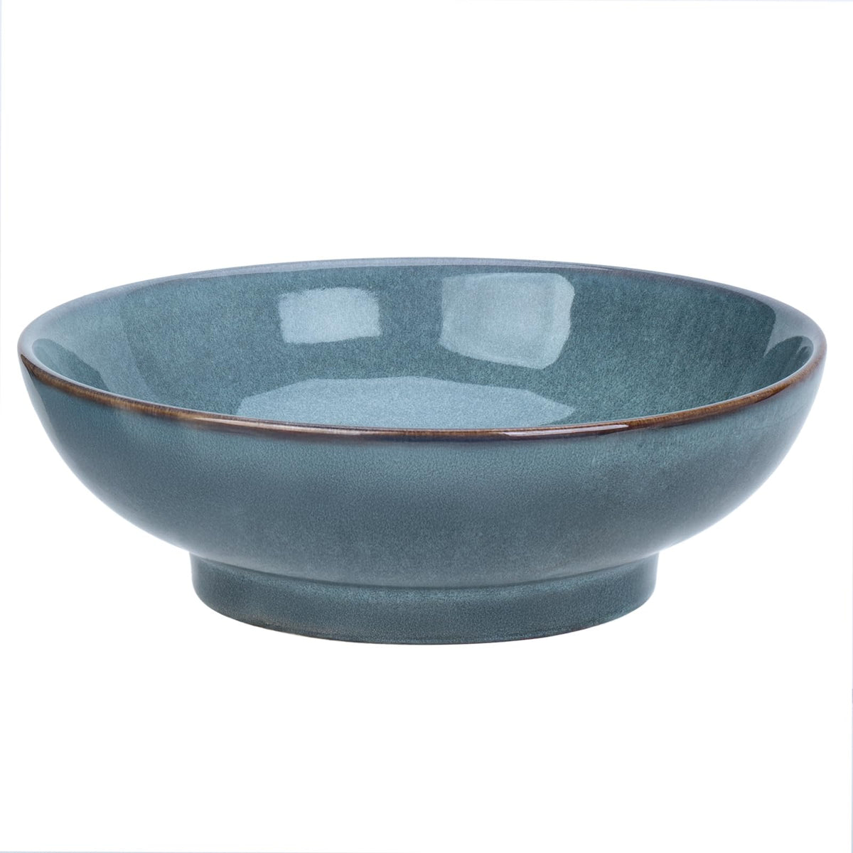 MUUBOOX ocean blue decorative bowl front view showcasing reactive glaze variations.