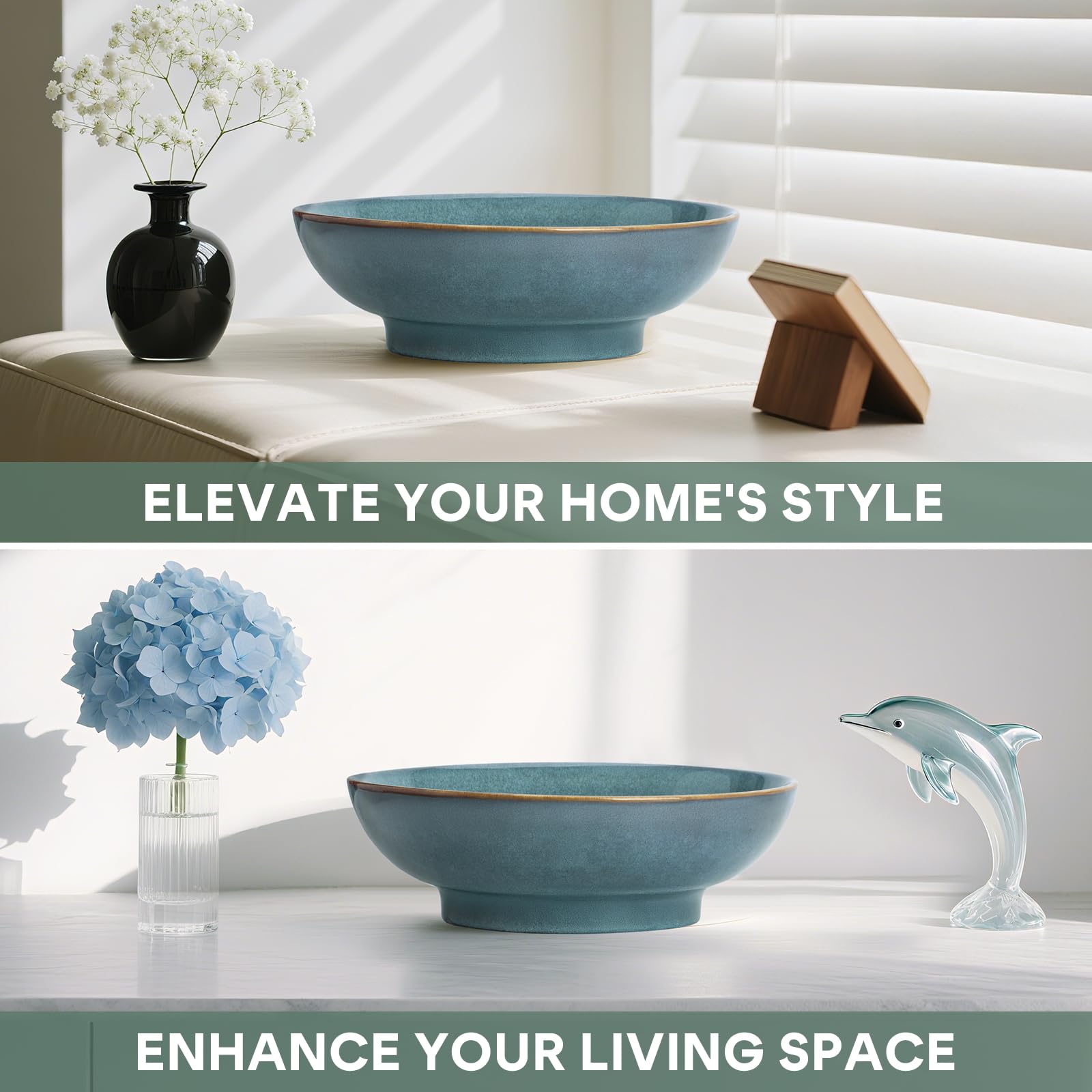 MUUBOOX ocean blue decorative bowl used to hold keys and small items.