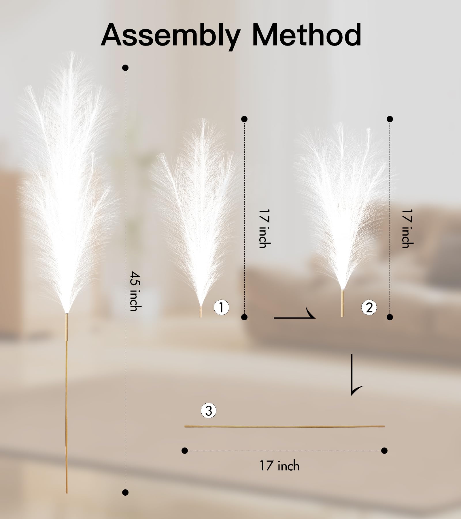 MUUNC long-stem pampas grass enhances floor displays with dramatic height.