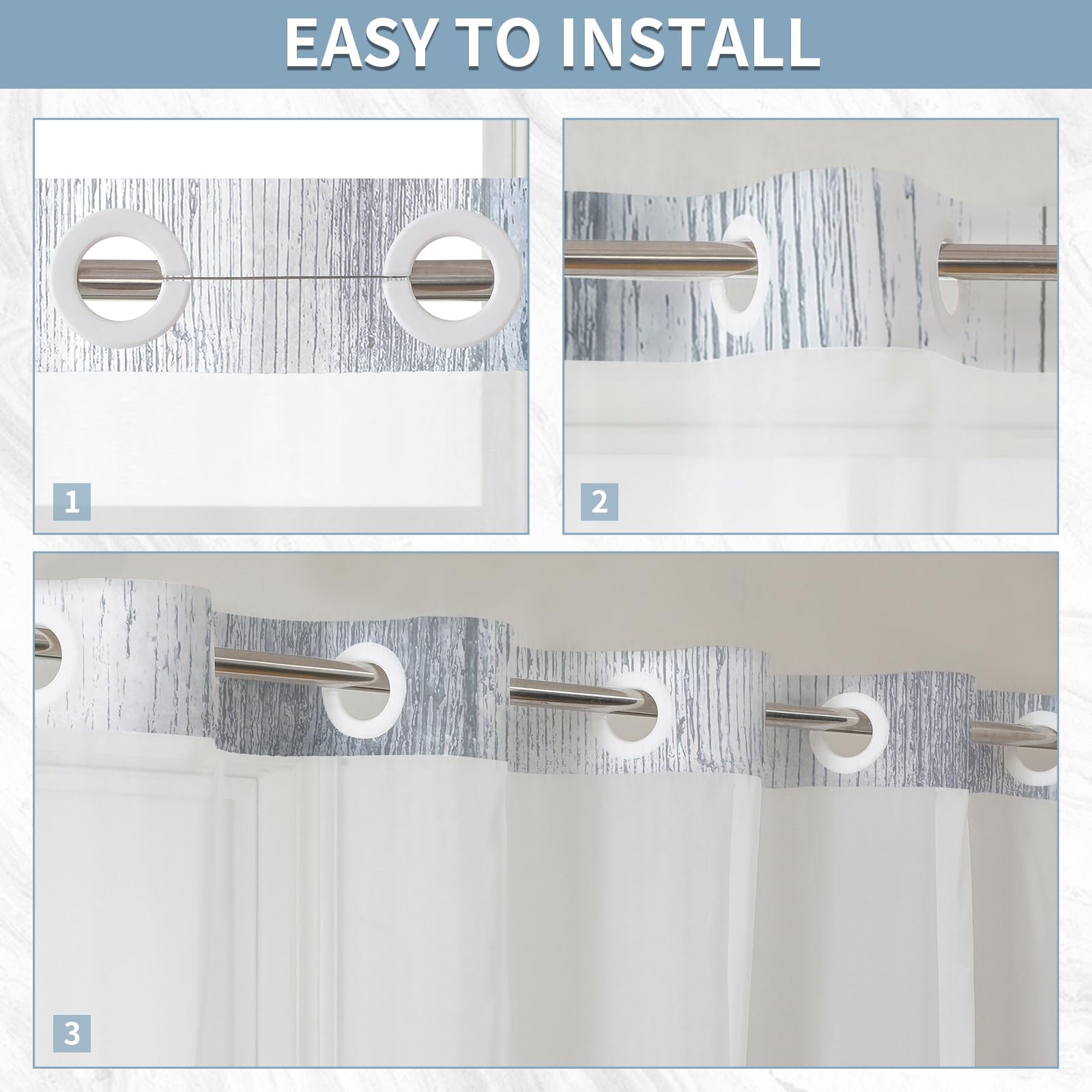 Muuyi durable waterproof polyester curtain enhances bathroom decor.