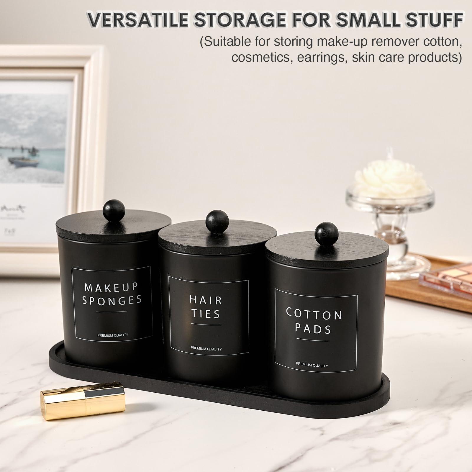 Muveka 13-5oz capacity jar ideal for cotton swabs and small items.