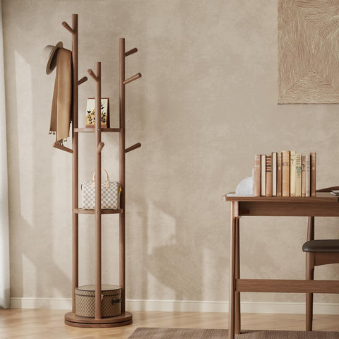 Muwele contemporary walnut finish complements living rooms and bedrooms alike.