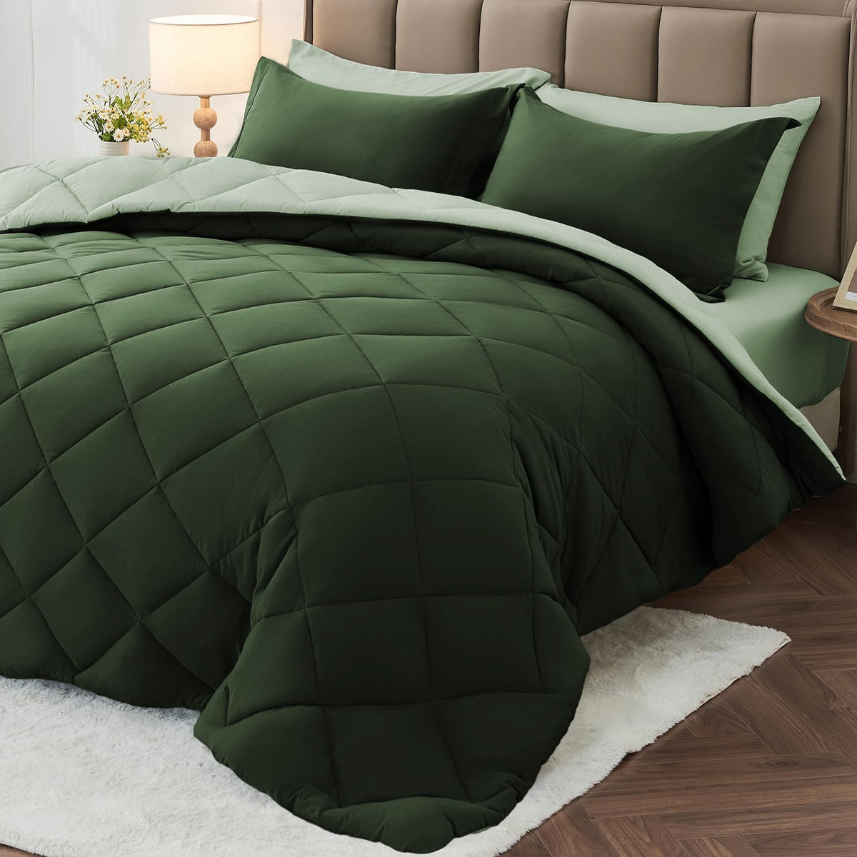 MUXHOMO 7-piece queen comforter set in dual-tone design for chic bedding