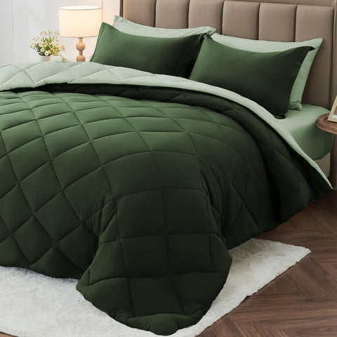MUXHOMO 7-piece queen comforter set in dual-tone design for chic bedding