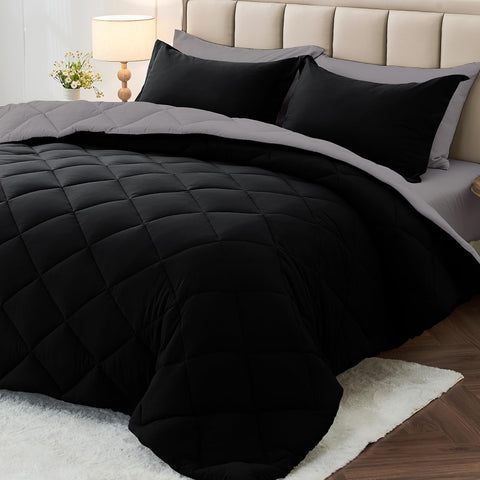 MUXHOMO 7-piece queen comforter set in reversible dual-tone with box stitching for lasting shape