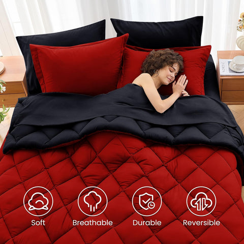 Comforter measures 82x86 for full-size beds with generous coverage