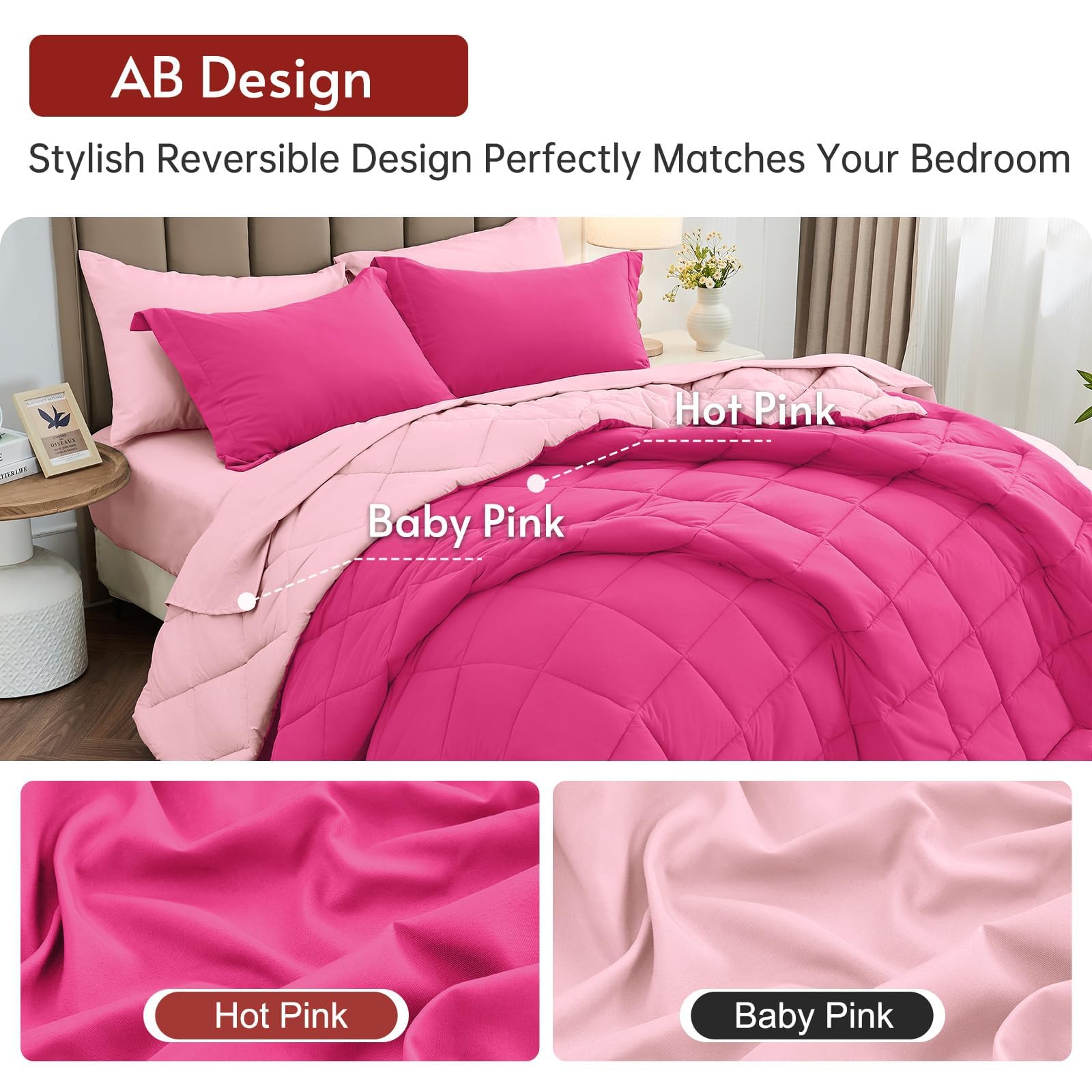 MUXHOMO bed-in-a-bag pillowcases set, envelope closure for secure fit.