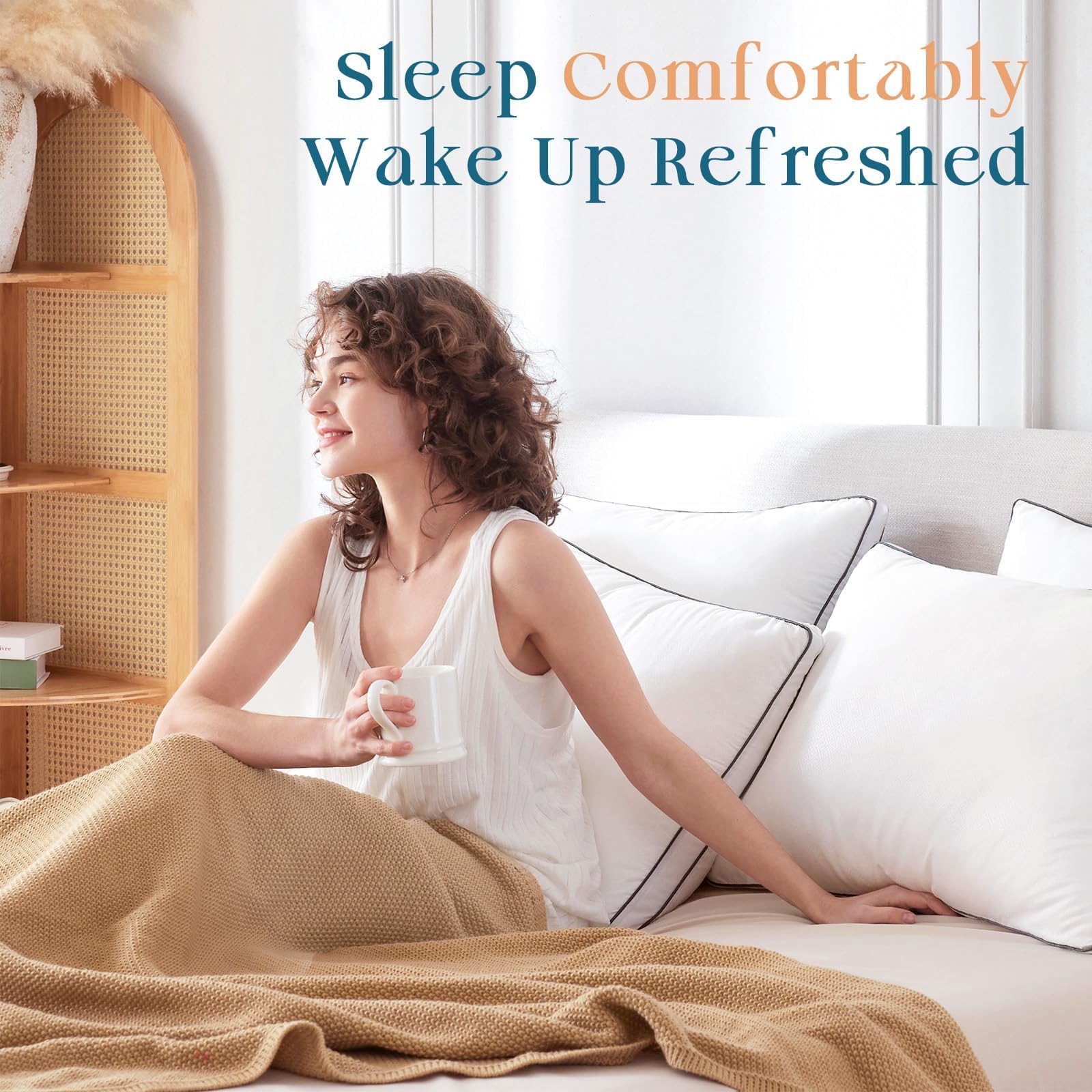 MUXHOMO bed pillow four-pack suitable for back and stomach sleepers