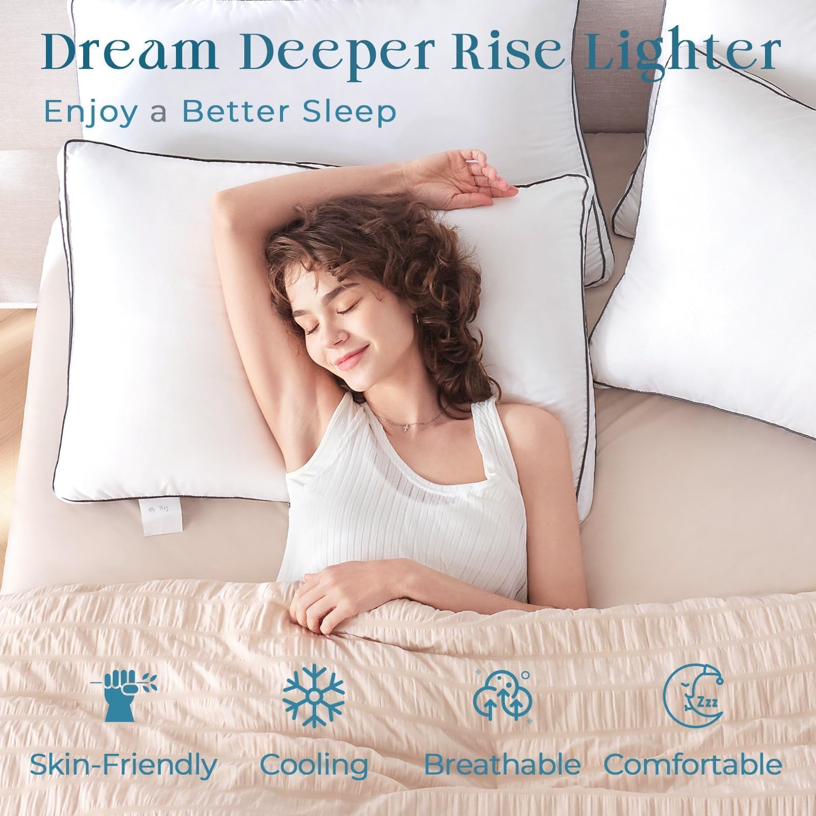 MUXHOMO bed pillow four-pack breathable cover enjoys cooling touch