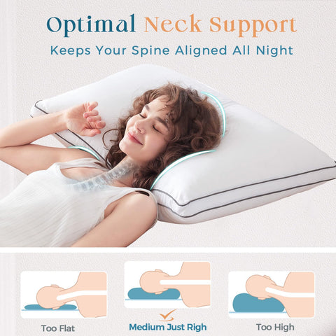 MUXHOMO bed pillow four-pack closeup fabric shows breathable cooling cover