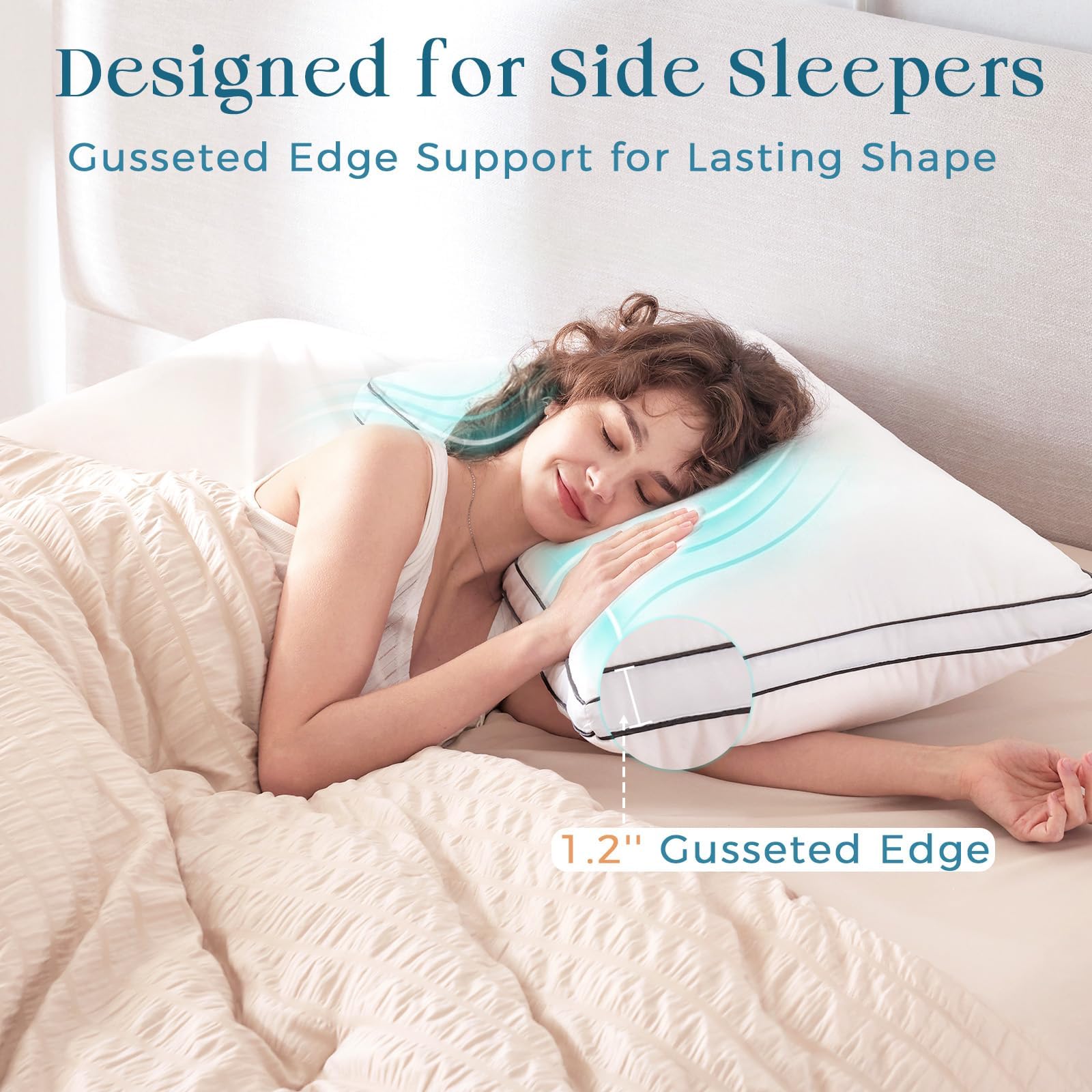 MUXHOMO bed pillow four-pack side sleeper support contour