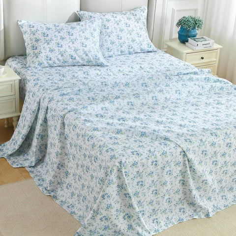 MUXHOMO Blossoms Light Blue pattern close-up highlights calm bedroom style