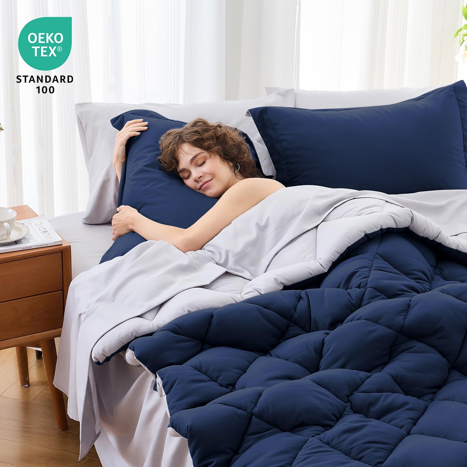 MUXHOMO fitted sheet with 14-inch pocket secures the mattress