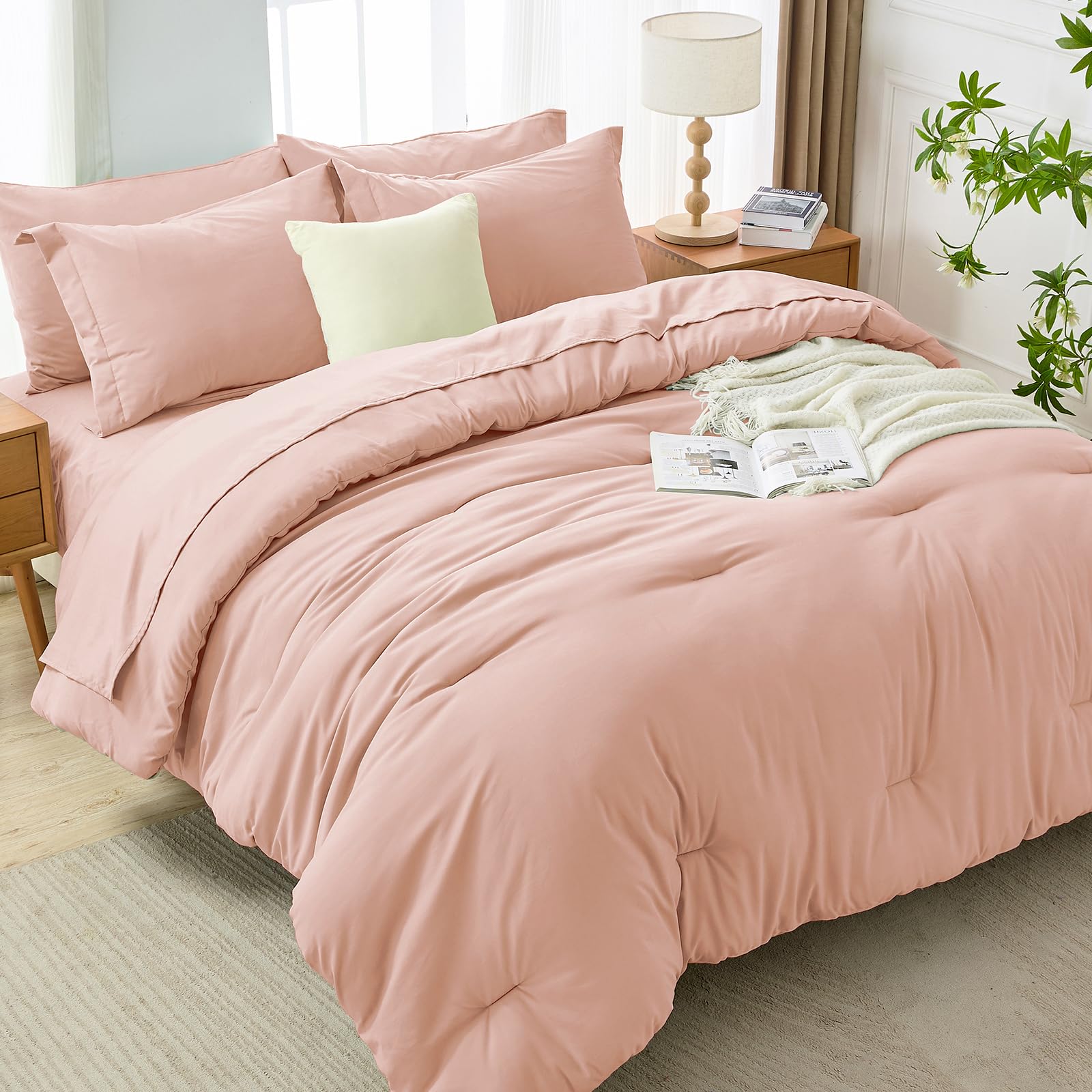 MUXHOMO flat sheet and complete bed-in-a-bag contents arranged for easy setup.
