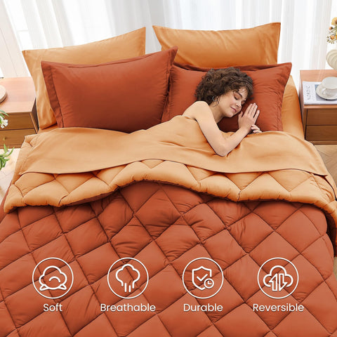 MUXHOMO flat sheet in queen size laid out with the comforter