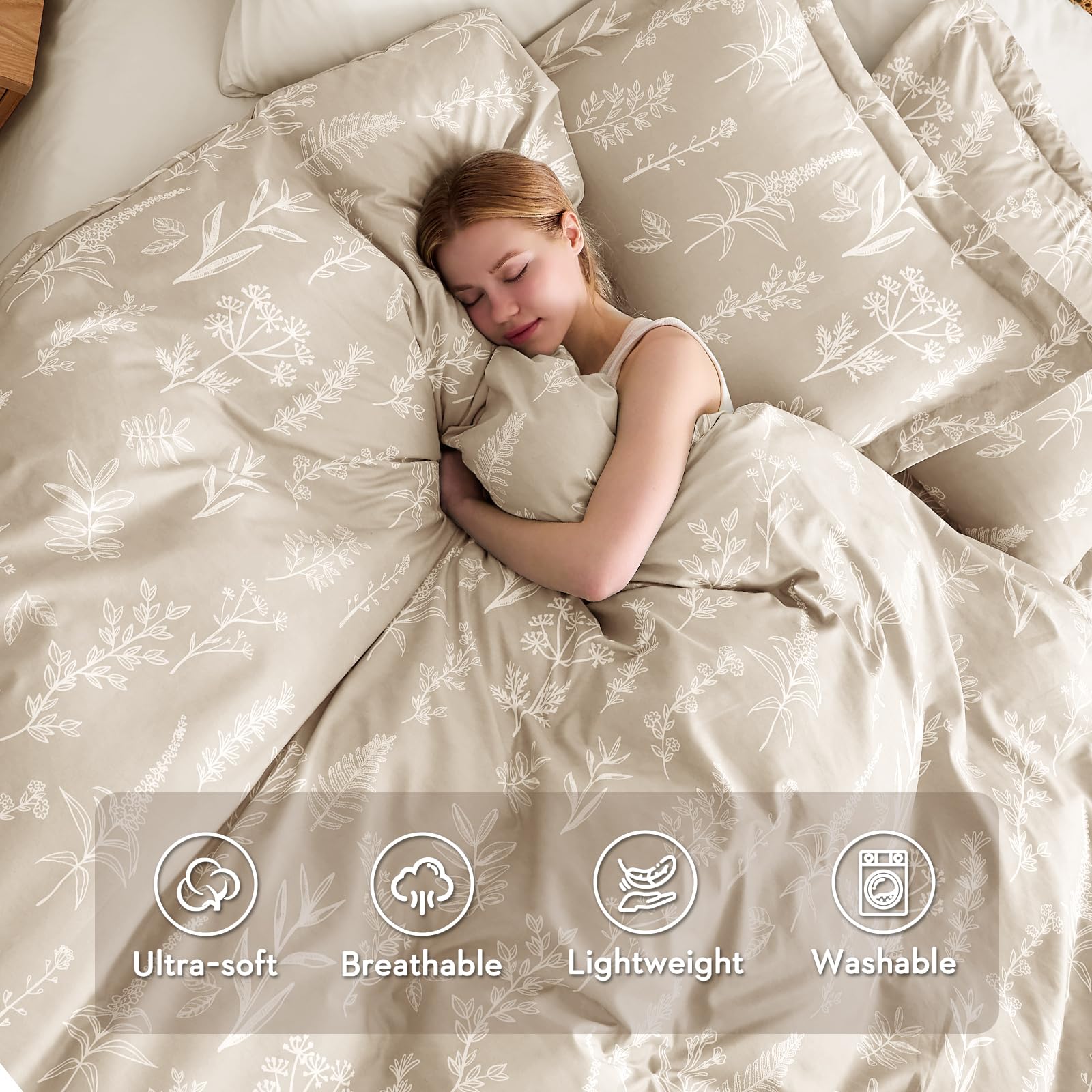 MUXHOMO floral pattern close-up highlights soft microfiber and detailed botanical design