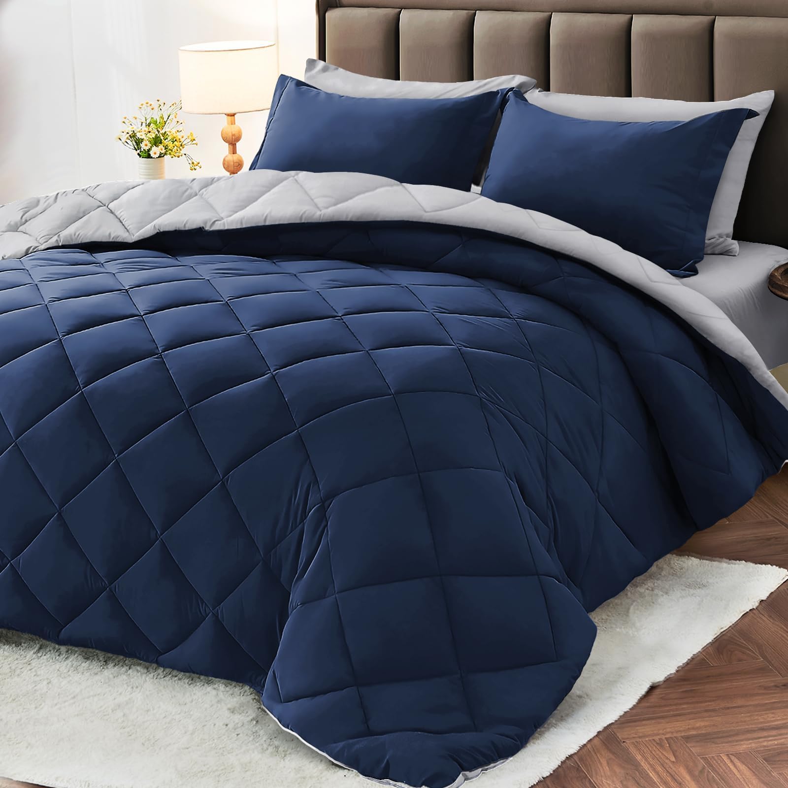 MUXHOMO full comforter set with box stitch detail for cozy warmth