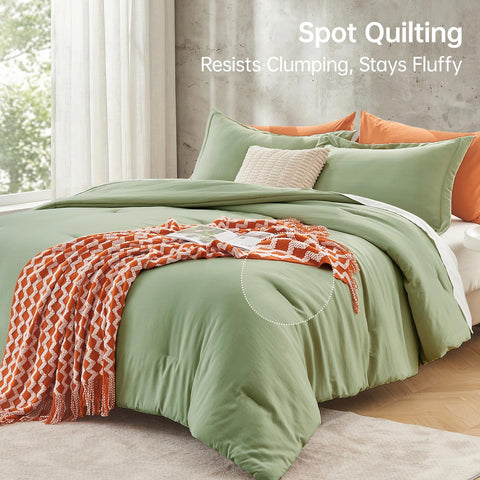 MUXHOMO Green Queen solid color bedding easy to layer