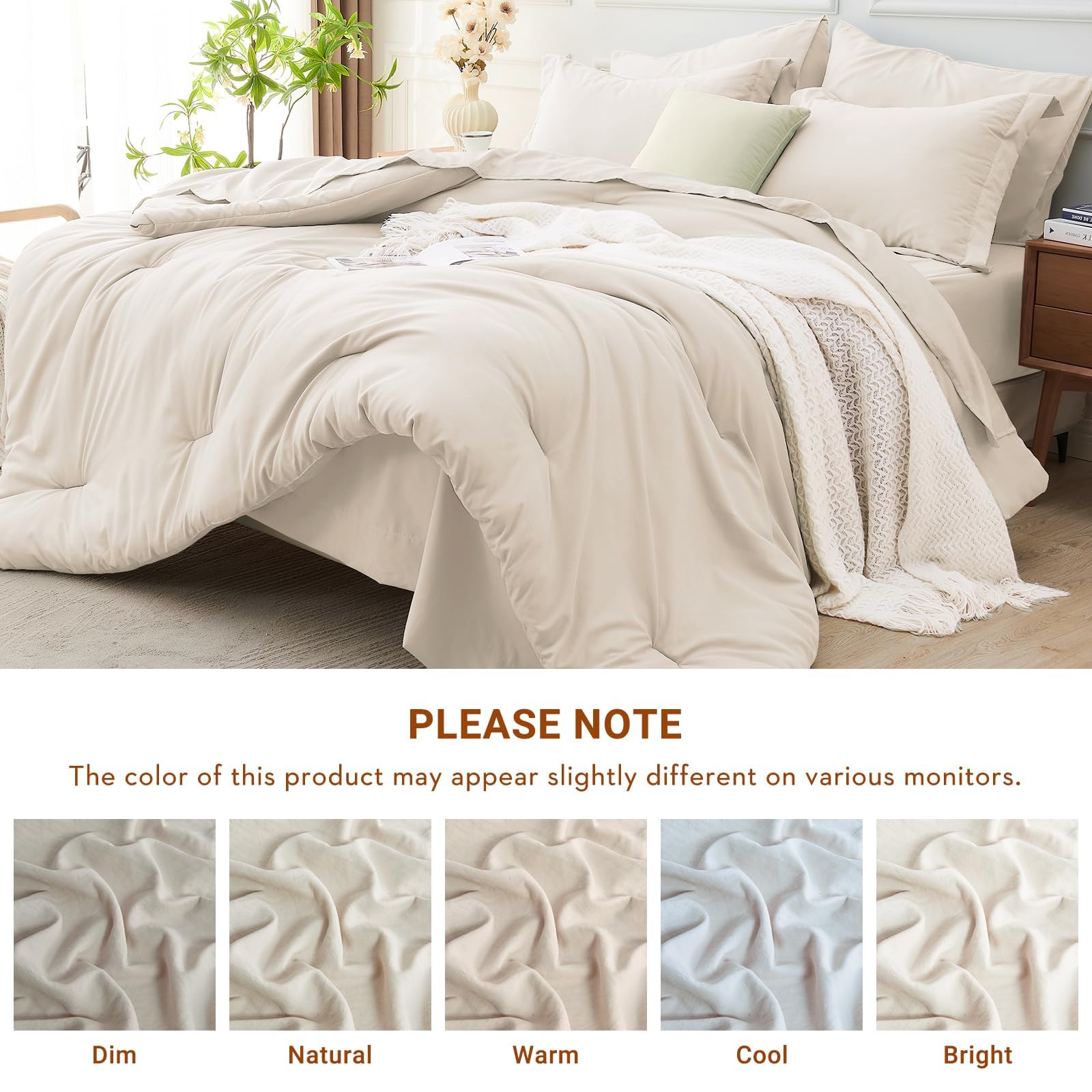 MUXHOMO beige texture conveys timeless elegance and versatile bedding options.