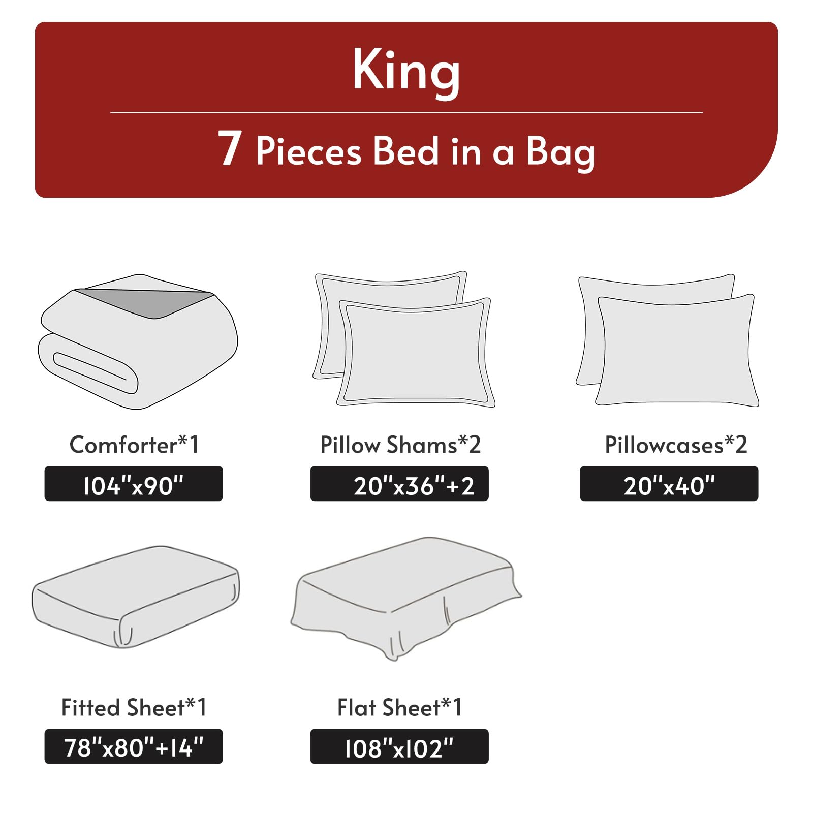 MUXHOMO king-size bedding set includes all pieces for quick setup.