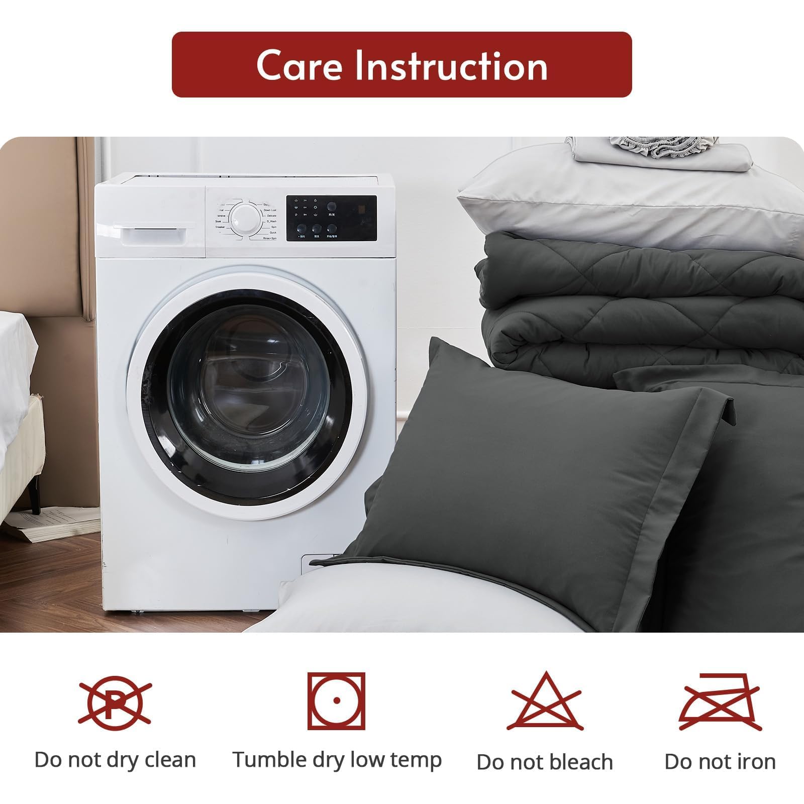 MUXHOMO machine-washable bedding offers easy care in cold water