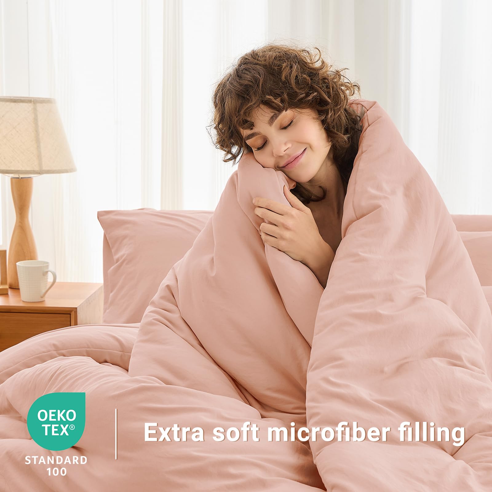 MUXHOMO microfiber texture detail showing breathable fabric for all-season sleep comfort.