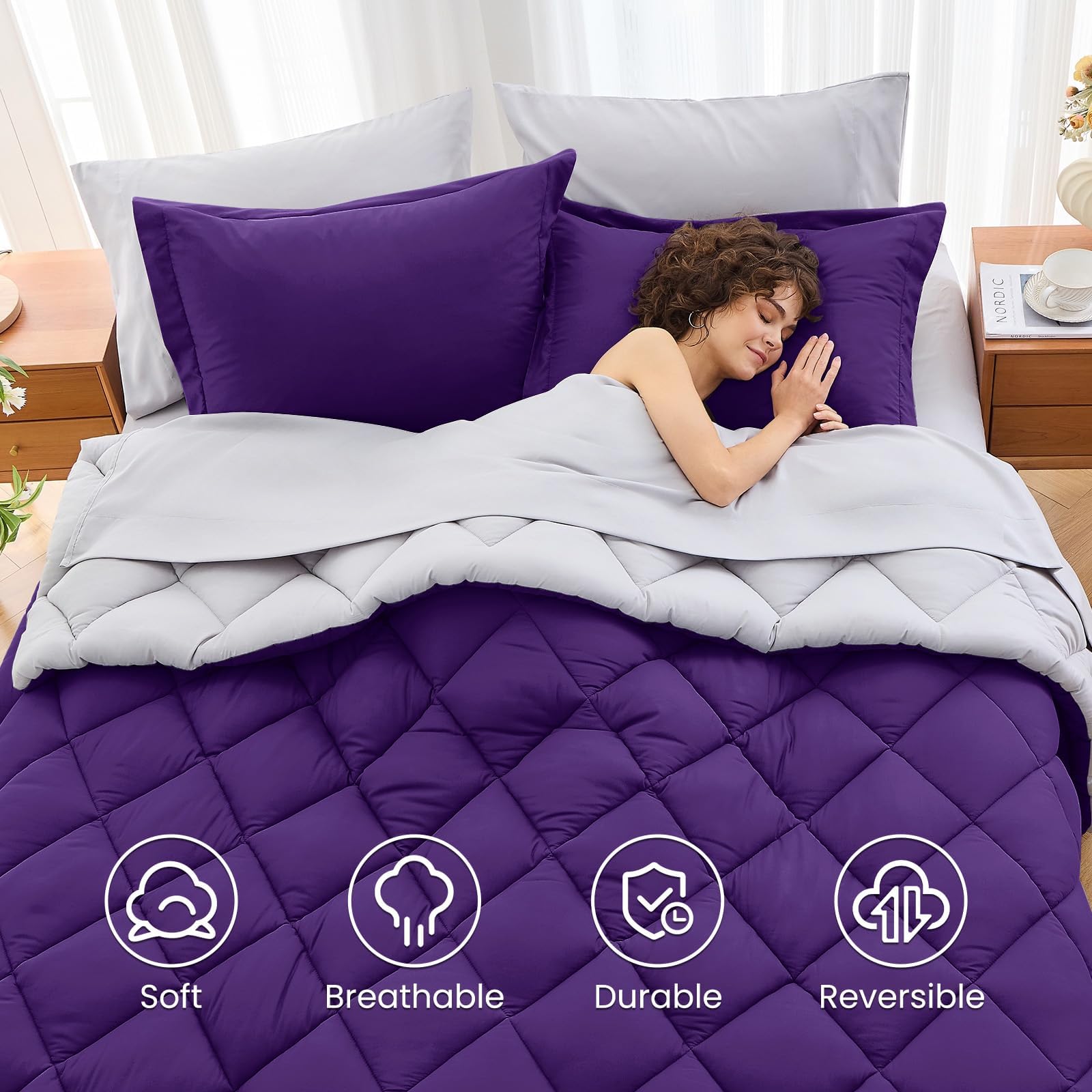 MUXHOMO pillow shams coordinate with the set for a polished look