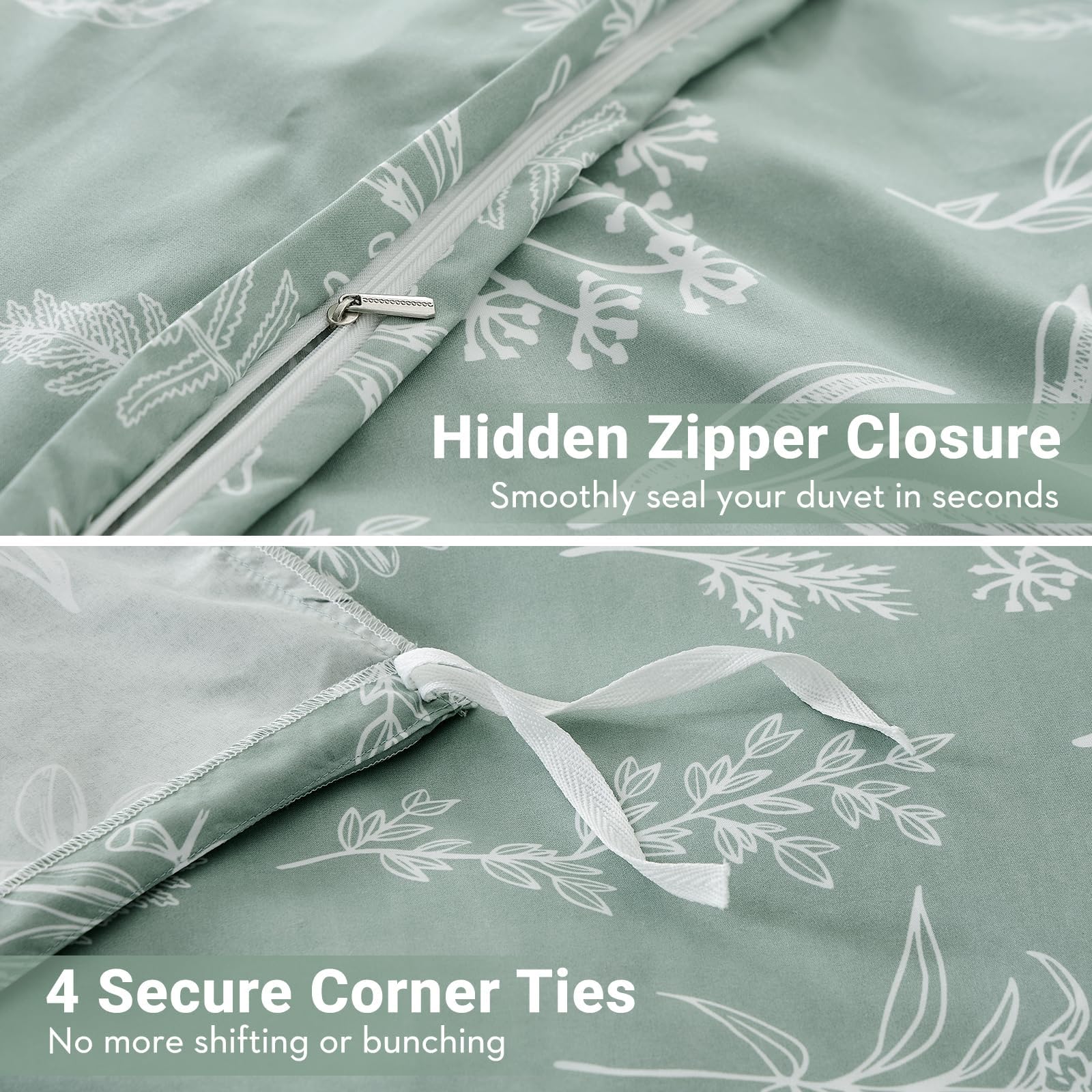 MUXHOMO two pillowcases with the duvet set, matched botanical print.