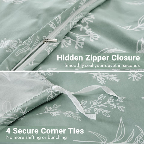 MUXHOMO two pillowcases with the duvet set, matched botanical print.