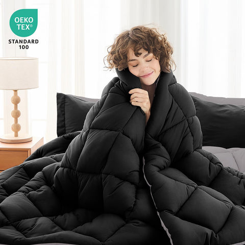 MUXHOMO queen bed-in-a-bag showing included sheets and shams for complete room styling
